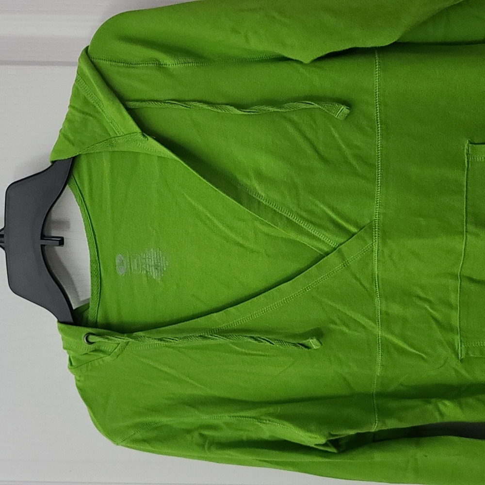 Lime green V neck hoodie